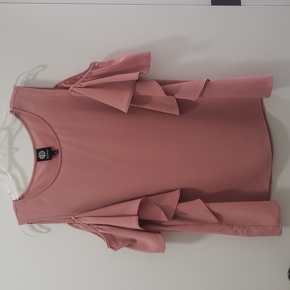 Womens Stylish Bobeau Cold Shoulder Ruffle Sleeve Top - Picture 6 of 10